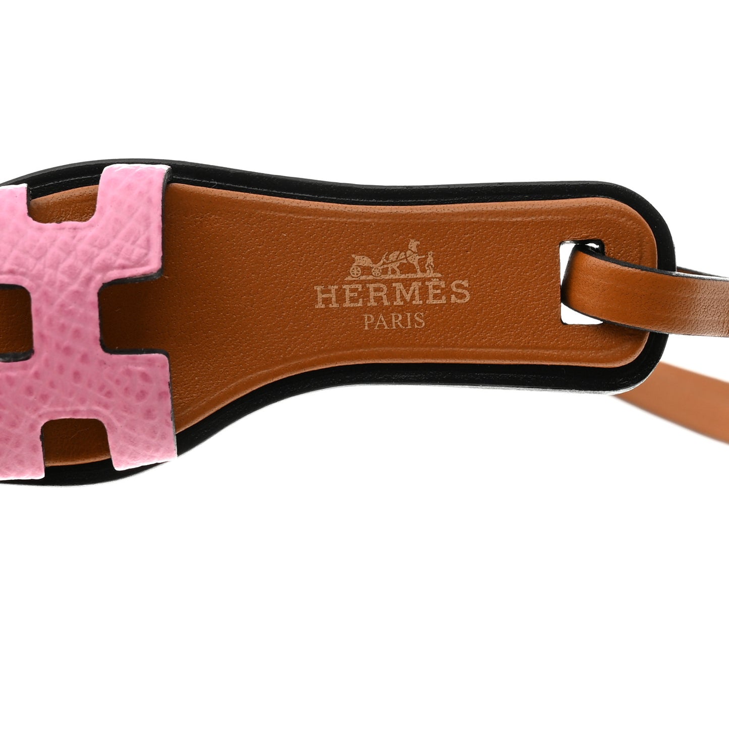 Epsom Butler Calfskin Hunter Oran Nano Bag Charm Rose Confetti Sable