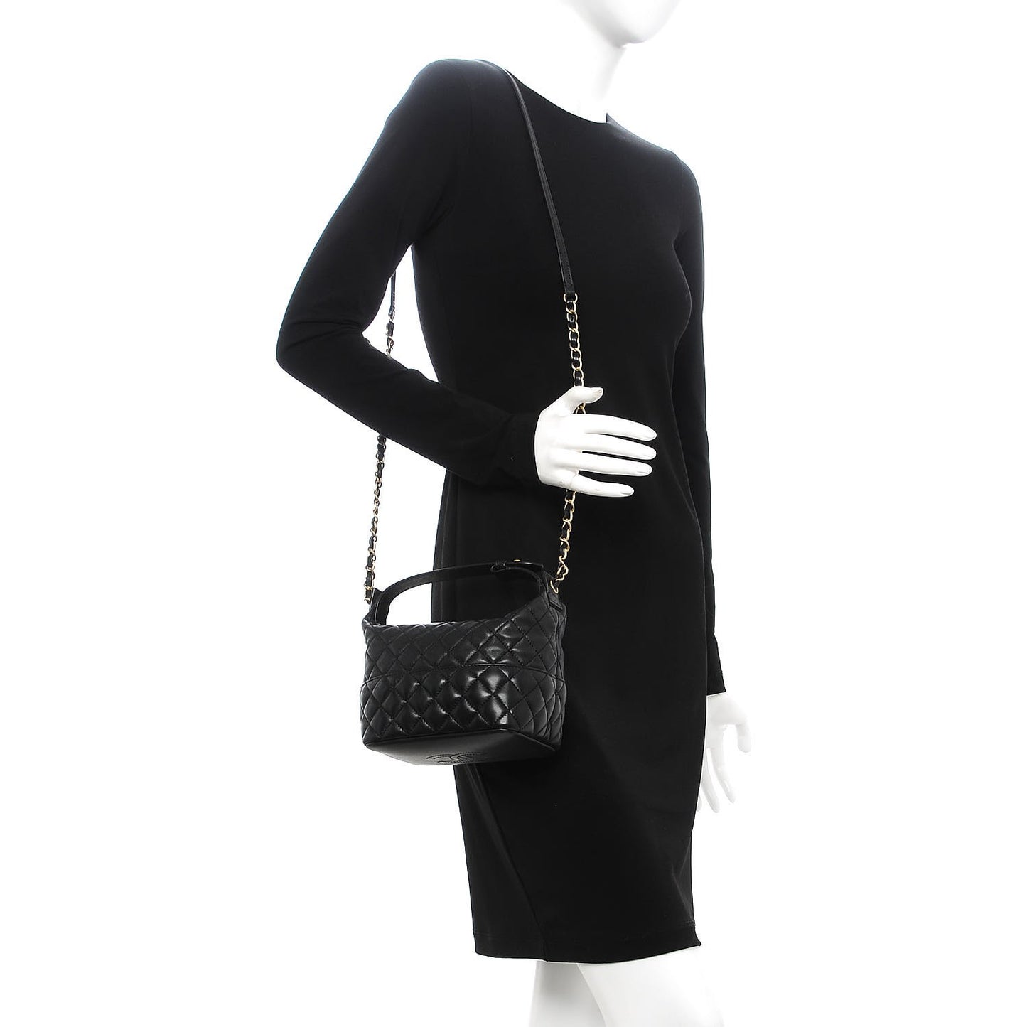 Lambskin Quilted Hobo Black