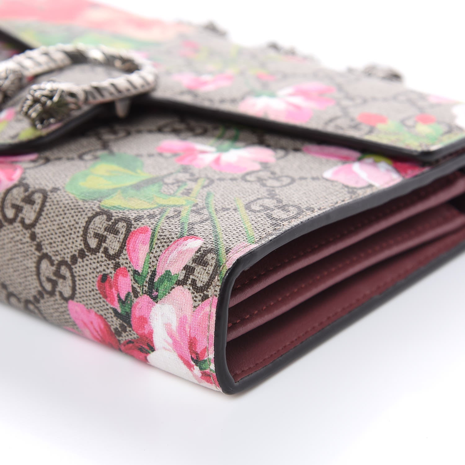 Gucci GG Supreme Monogram Blooms Mini Dionysus Chain Wallet Beige Multicolor Dry Rose 9 of 10