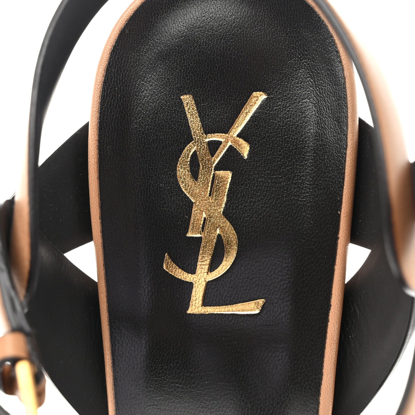 Calfskin Tribute 105 Platform Sandals 41 Gold Brown