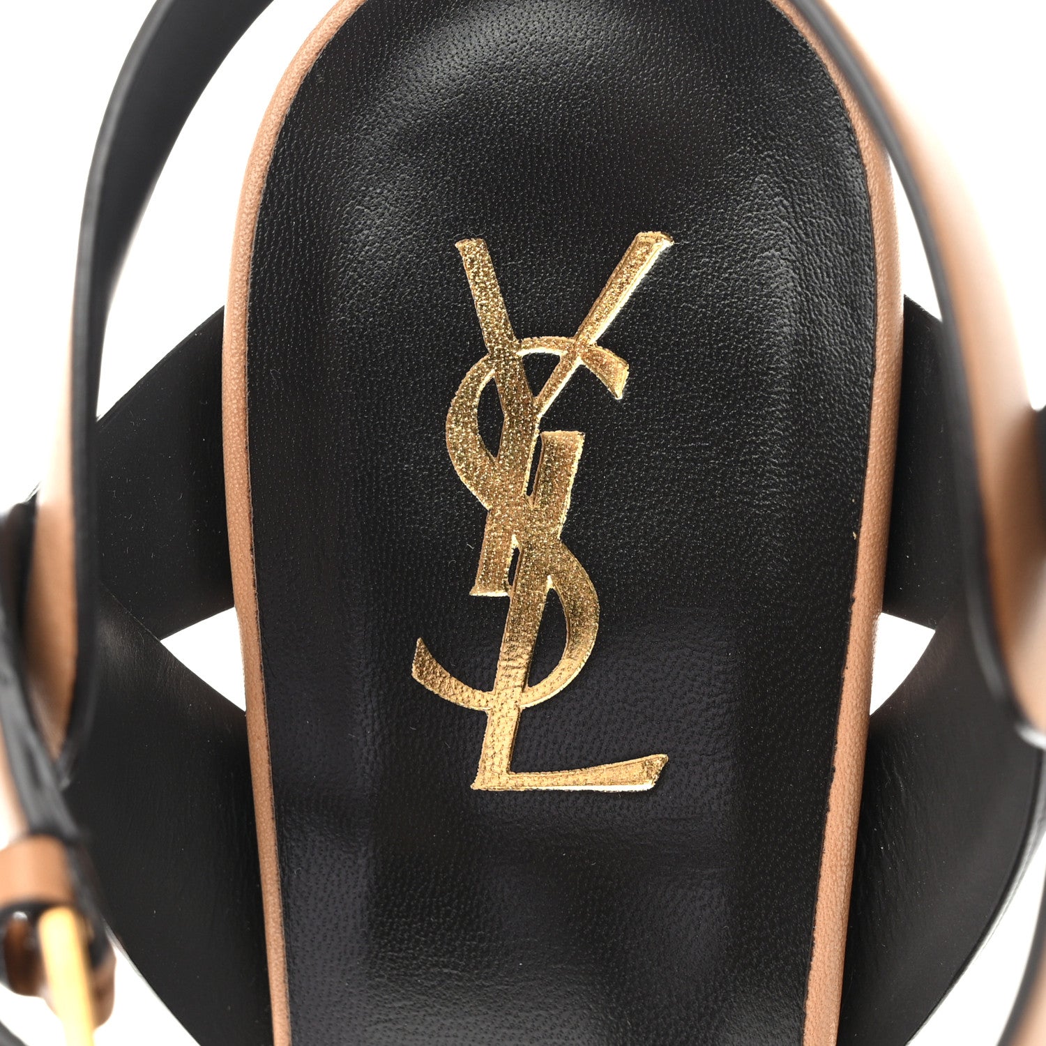 Saint Laurent Calfskin Tribute 105 Platform Sandals 41 Gold Brown 7 of 14