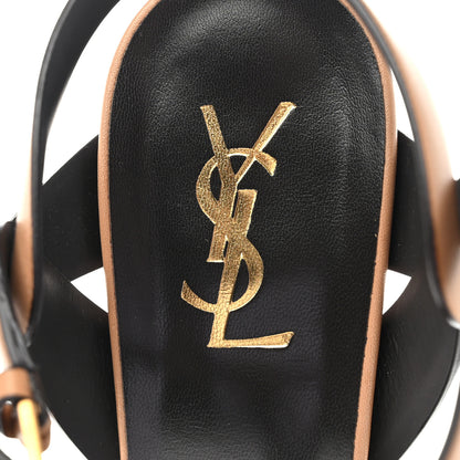 Saint Laurent Calfskin Tribute 105 Platform Sandals 41 Gold Brown 7 of 14