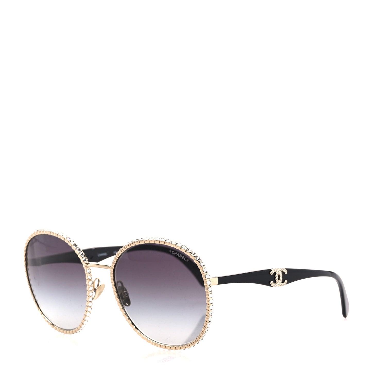 Metal Strass Round Sunglasses 71430 Gold