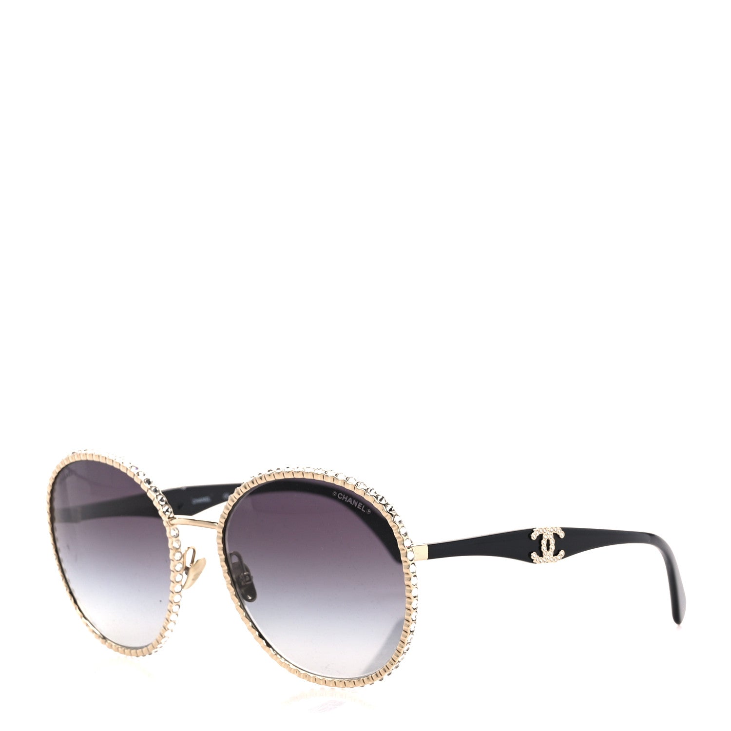 Chanel Metal Strass Round Sunglasses 71430 Gold 1 of 7