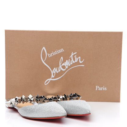 Christian Louboutin Mini Glitter Planet Choc Flat Mules 37.5 Silver 9 of 9