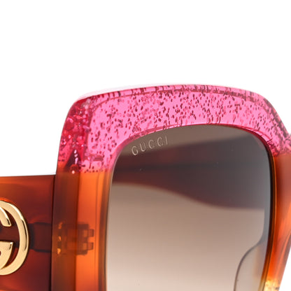 Gucci Acetate Square Frame Sunglasses GG0083S Glitter Pink Multi 5 of 10
