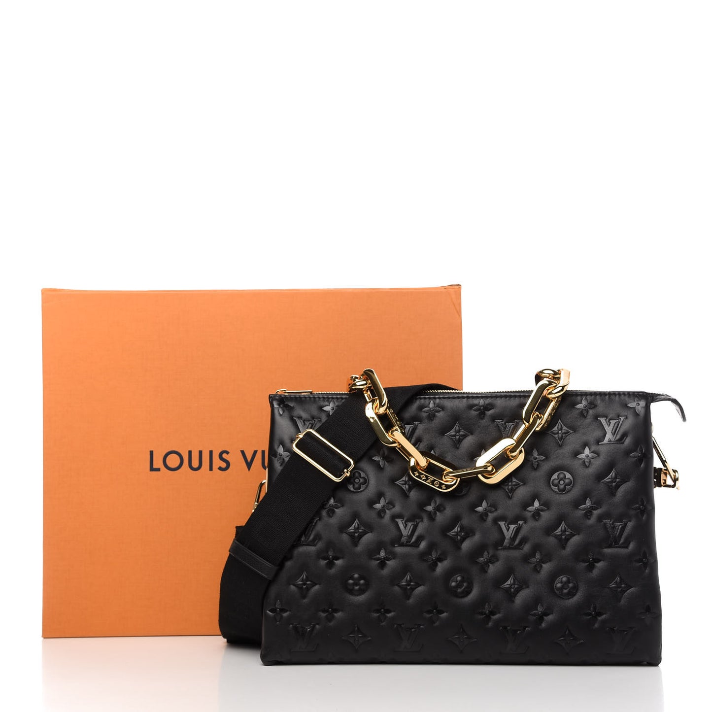 Lambskin Embossed Monogram Coussin MM Black