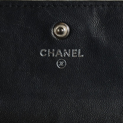 Chanel Lambskin Embossed Camellia Large Gusset Flap Wallet Black 7 of 9