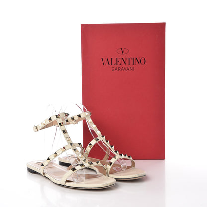 Valentino Garavani Nappa Rockstud Ankle Strap Flat Sandals 37.5 White 15 of 15