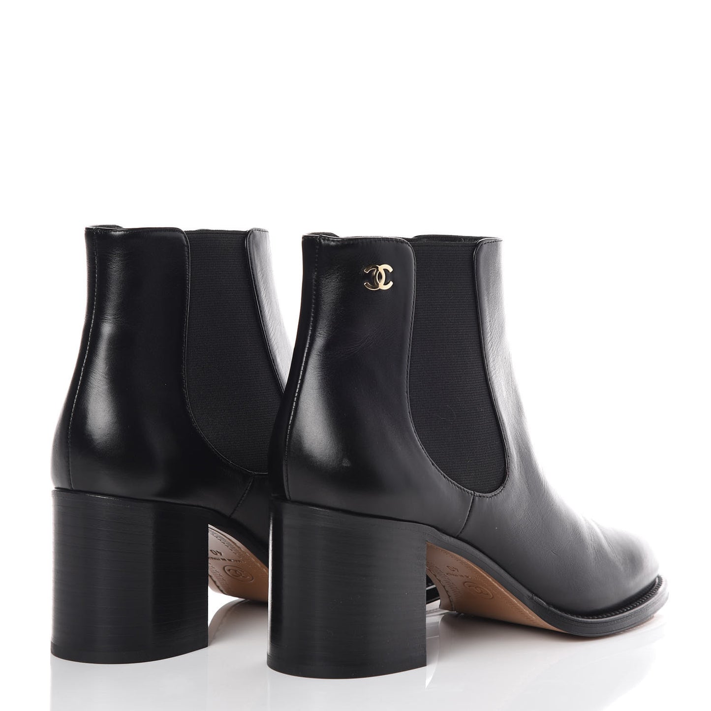 Glazed Calfskin Short Boots 40 Black