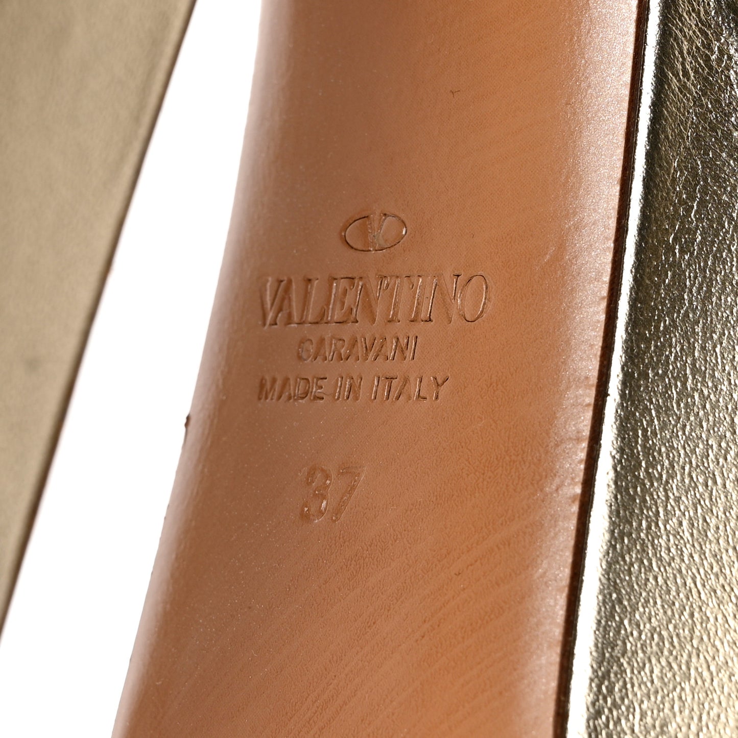 Metallic Nappa Rockstud 155 Platform Sandals 37 Platino