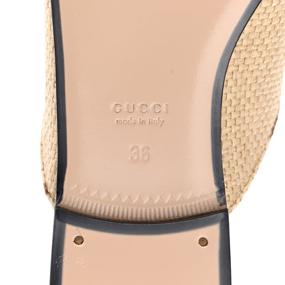 Gucci Straw Elaphe Womens Princetown Slippers 36 Natural Cream Brown 7 of 11