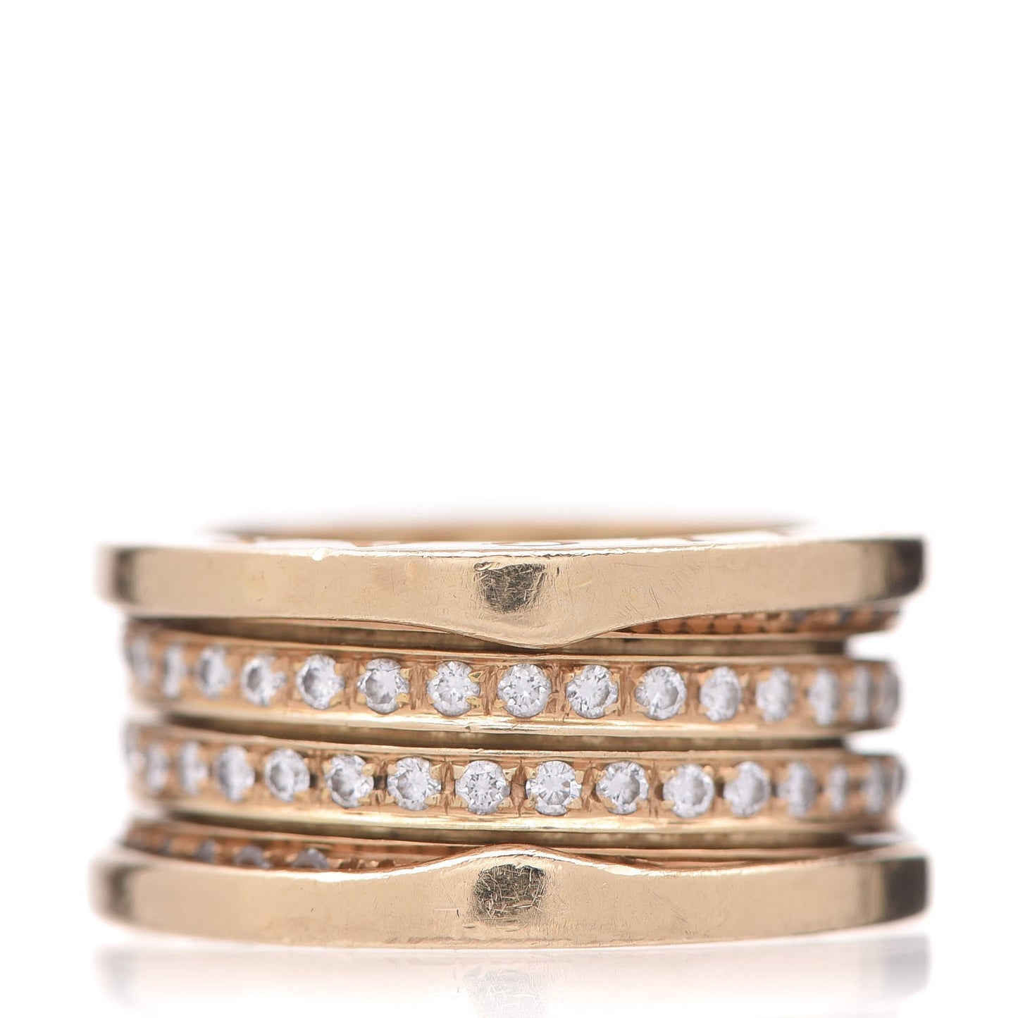 18K Yellow Gold Diamond B.Zero1 Four-Band Pave Ring 52 6