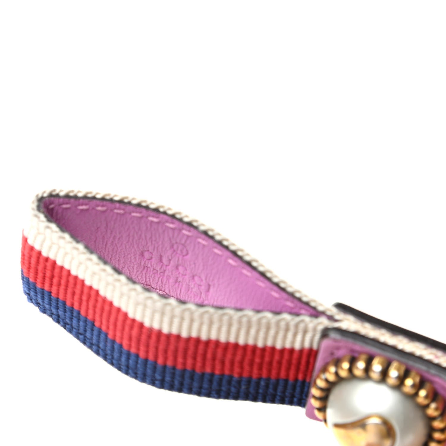 Gucci Web Nylon Pearl Heart Key Ring Candy Mousse Navy 3 of 4