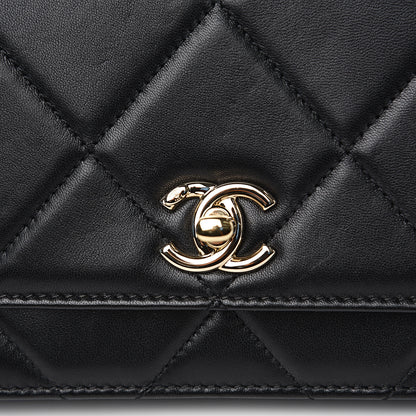 Chanel Lambskin Quilted Trendy CC Wallet On Chain WOC Black 8 of 12