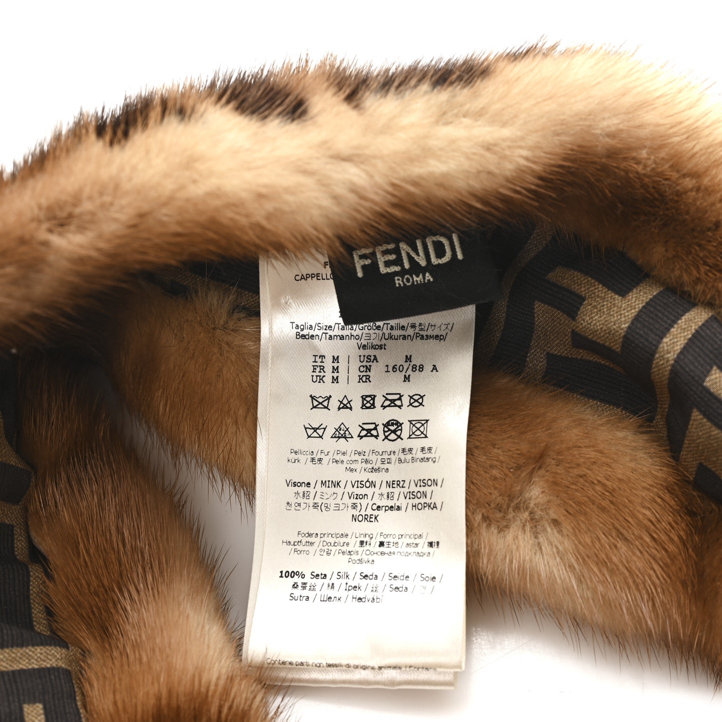Mink Fur FF Logo Headband M Tobacco