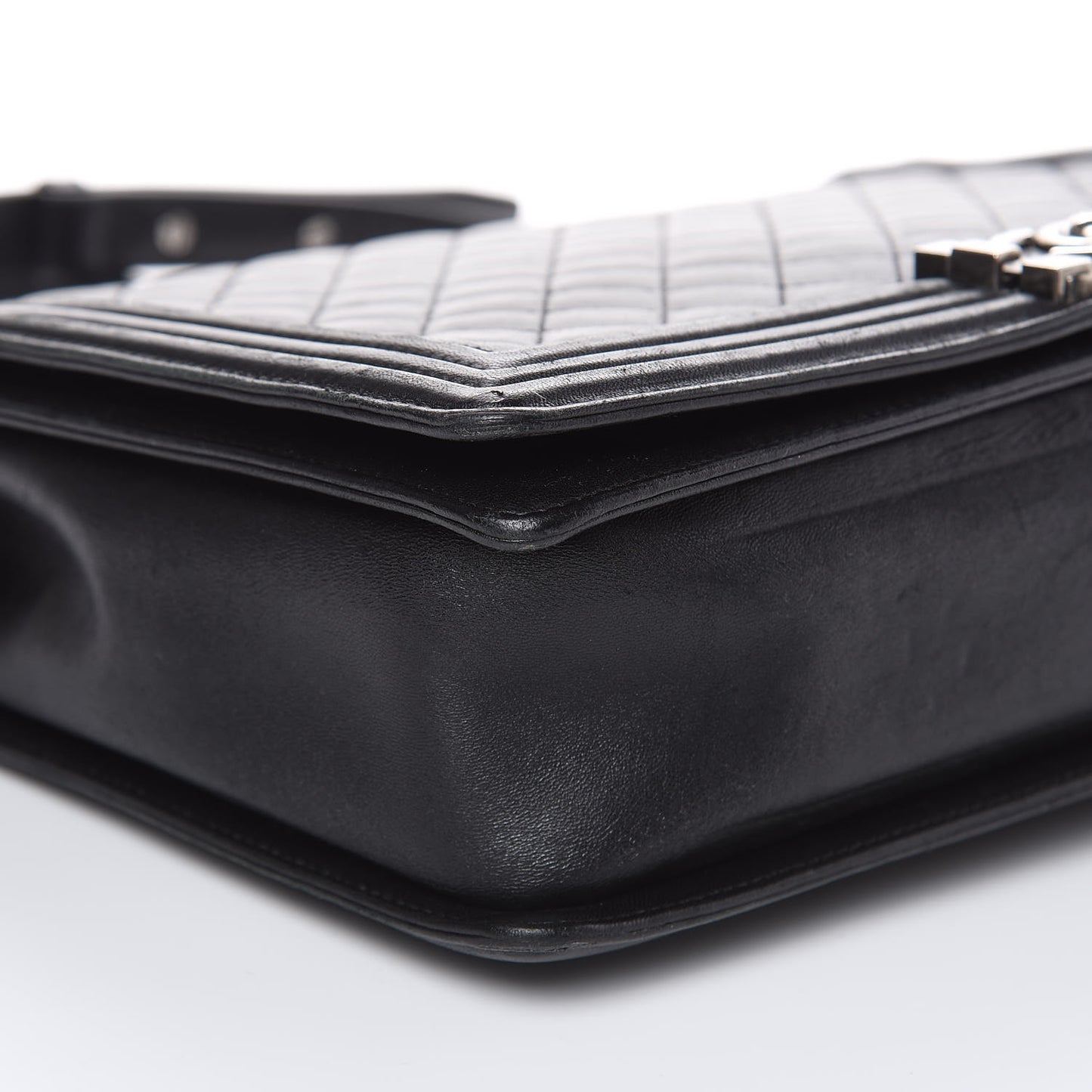 Lambskin Quilted Large Boy Flap Black