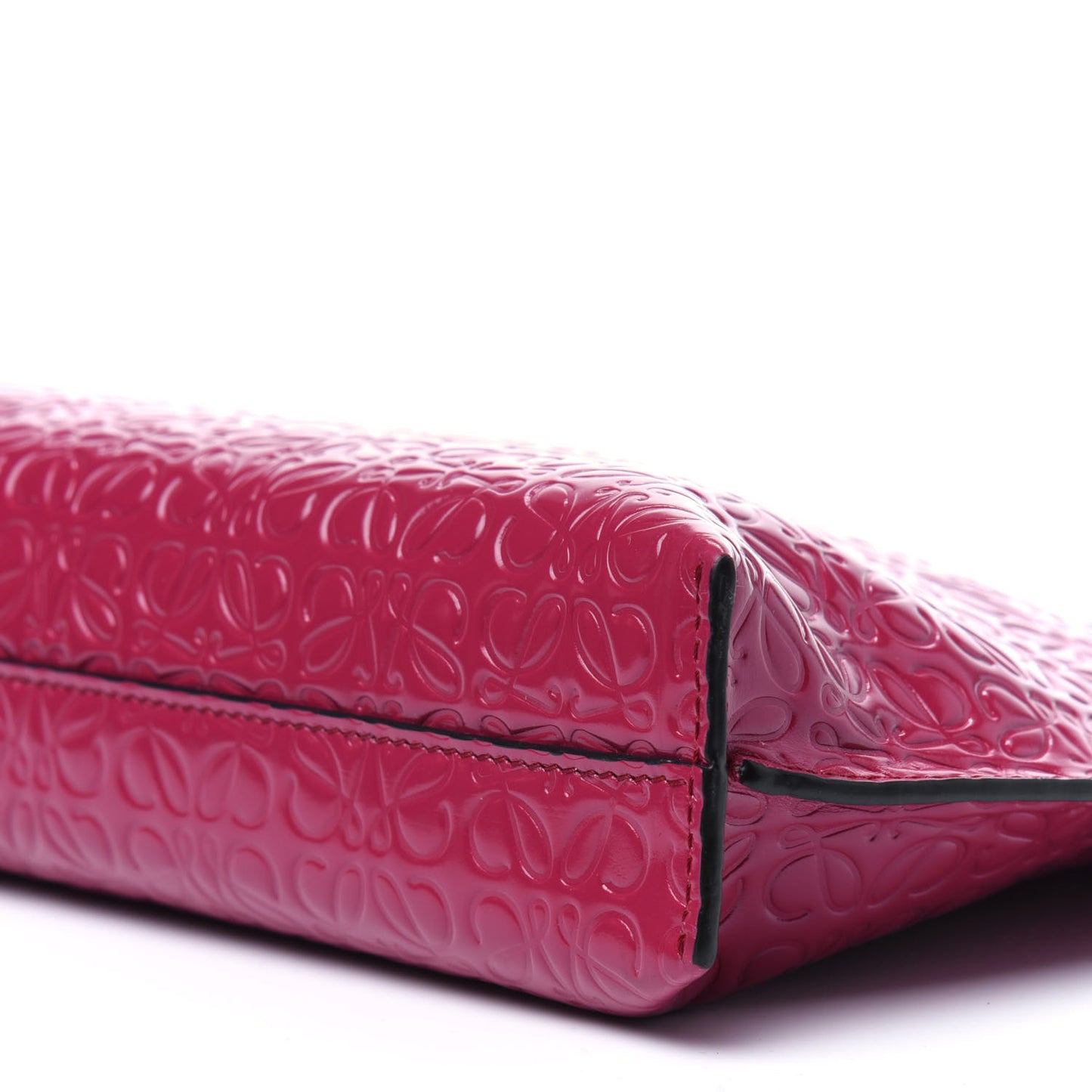 Calfskin Embossed Repeat T Pouch Raspberry