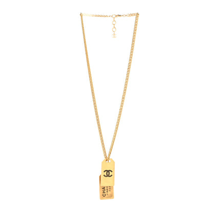 Chanel ID Dog Tag Charm Necklace Gold 3 of 5