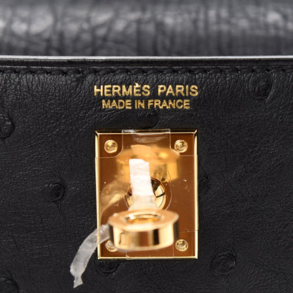 Hermes Ostrich Kelly Danse II Belt Bag Black 6 of 10