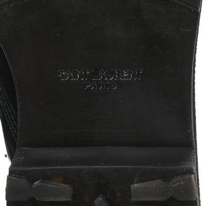 Saint Laurent Smooth Calfskin Studded Womens Lace-Up Combat Boots 38 Black 6 of 9