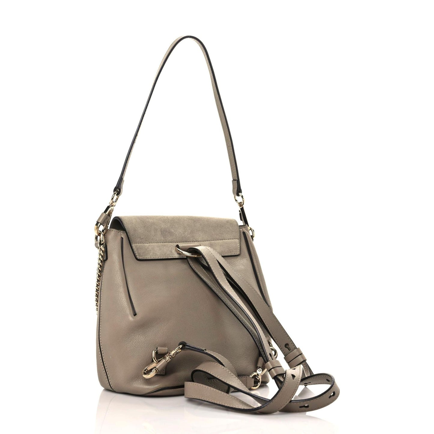 Suede Calfskin Medium Faye Backpack Motty Grey