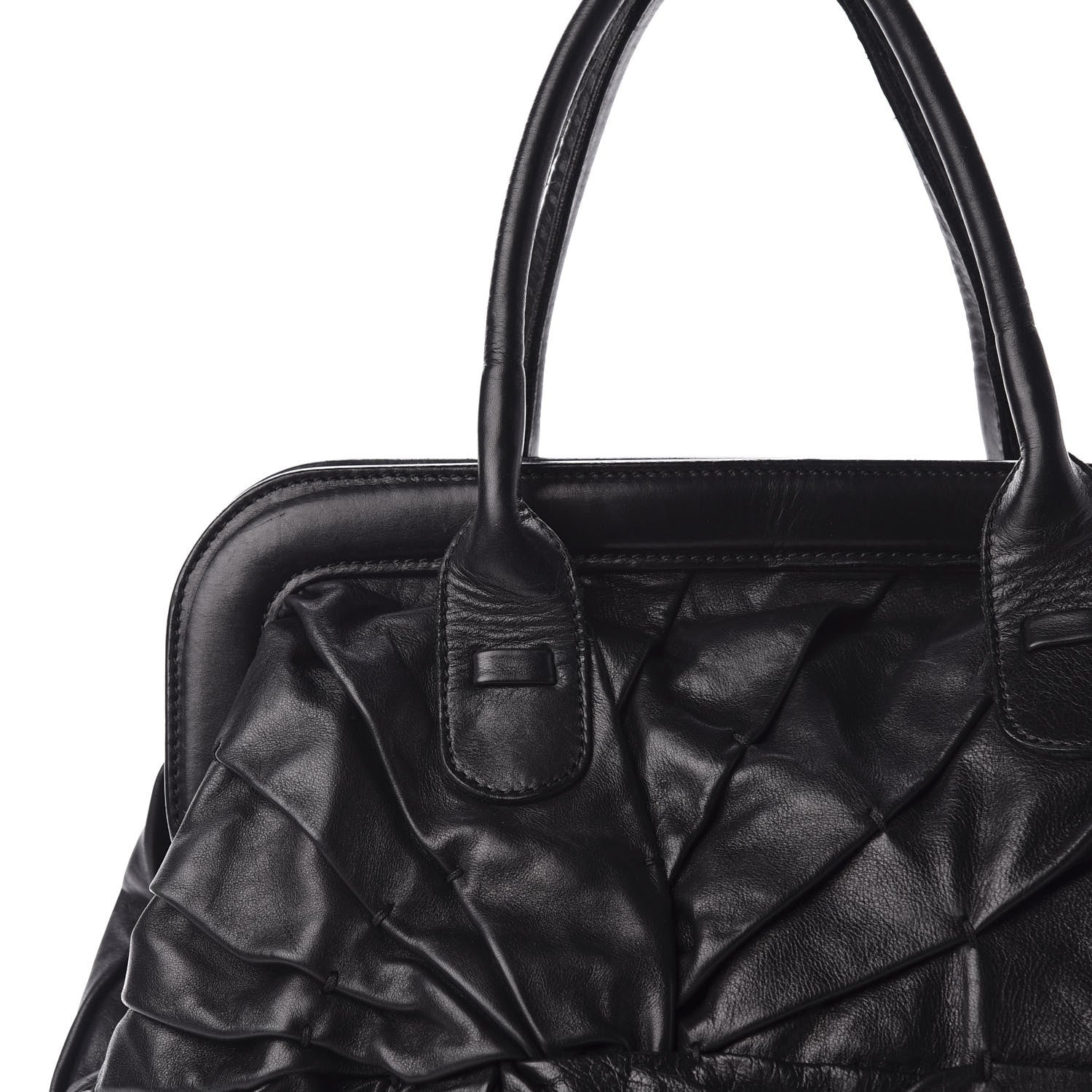 Valentino Garavani Lambskin Pleated Frame Tote Black 10 of 10