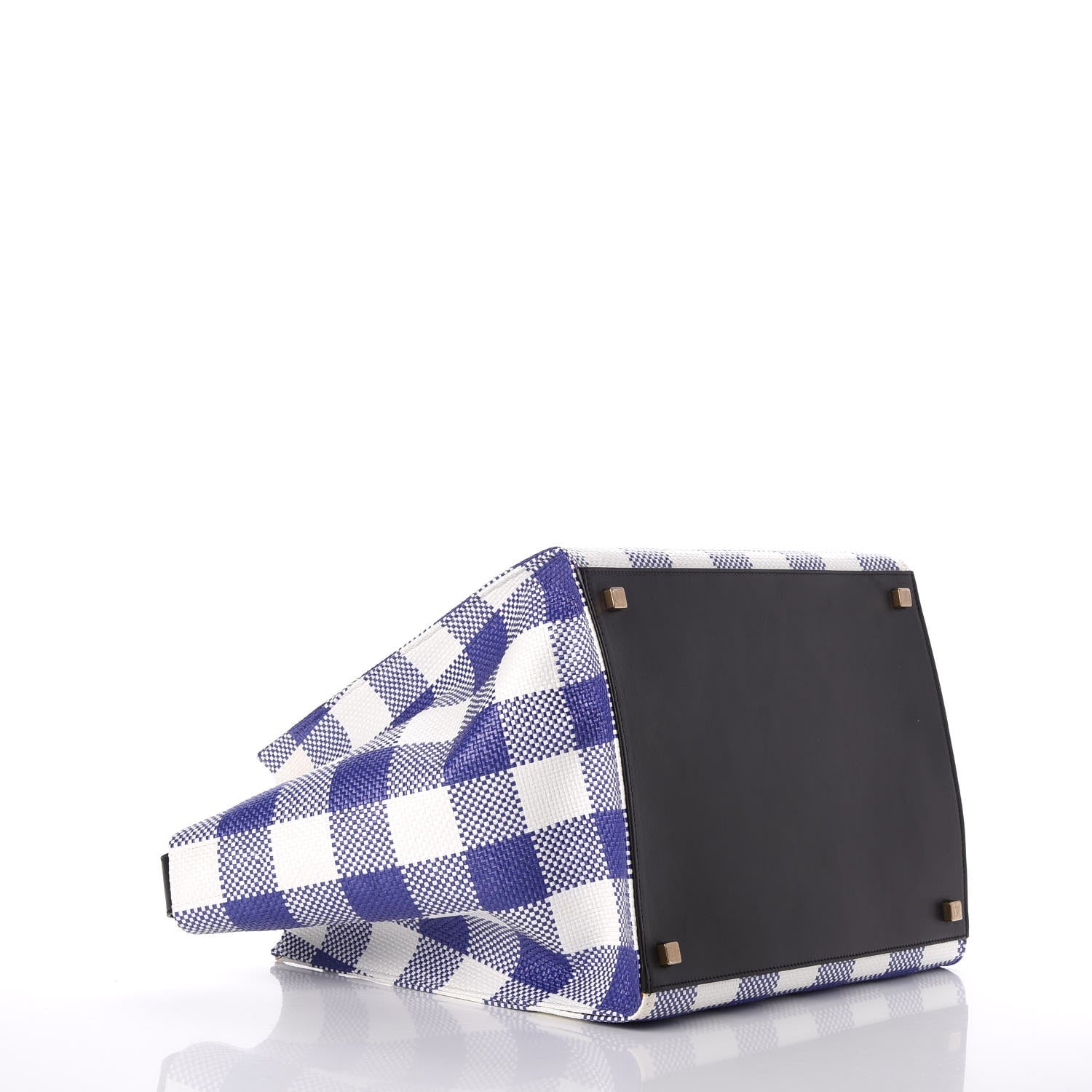 Celine Gingham Woven Medium Phantom Luggage Cobalt 4 of 10