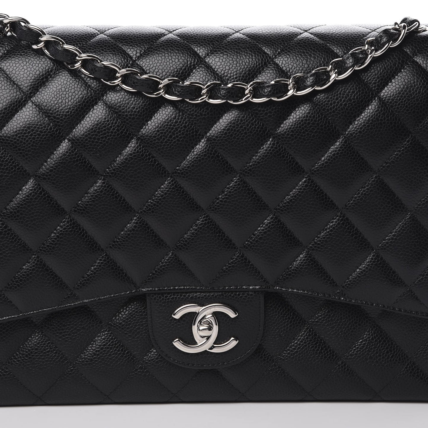 Caviar Quilted Maxi Double Flap Black