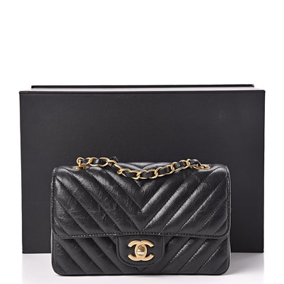 Chanel Iridescent Calfskin Chevron Quilted Mini Rectangular Flap Black 13 of 13