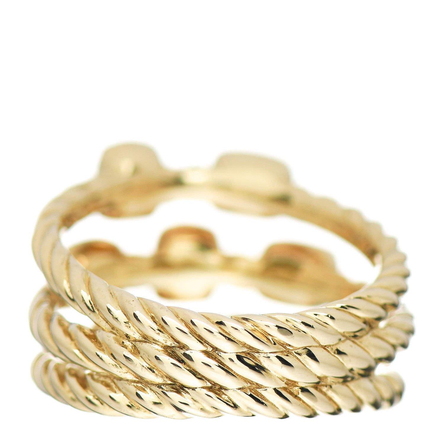 David Yurman 18K Yellow Gold Diamond Three Row Confetti Ring 53 6.25 4 of 5