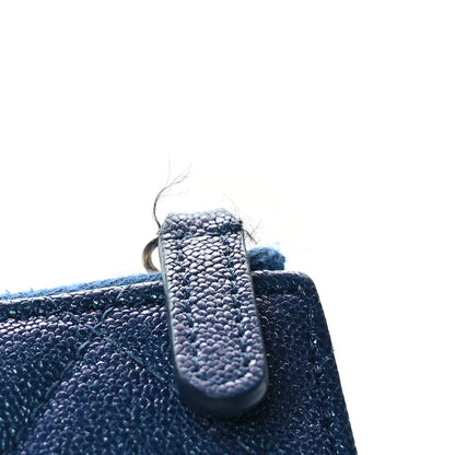 Chanel Iridescent Caviar Quilted Zipped Key Holder Case Dark Blue 8 of 8