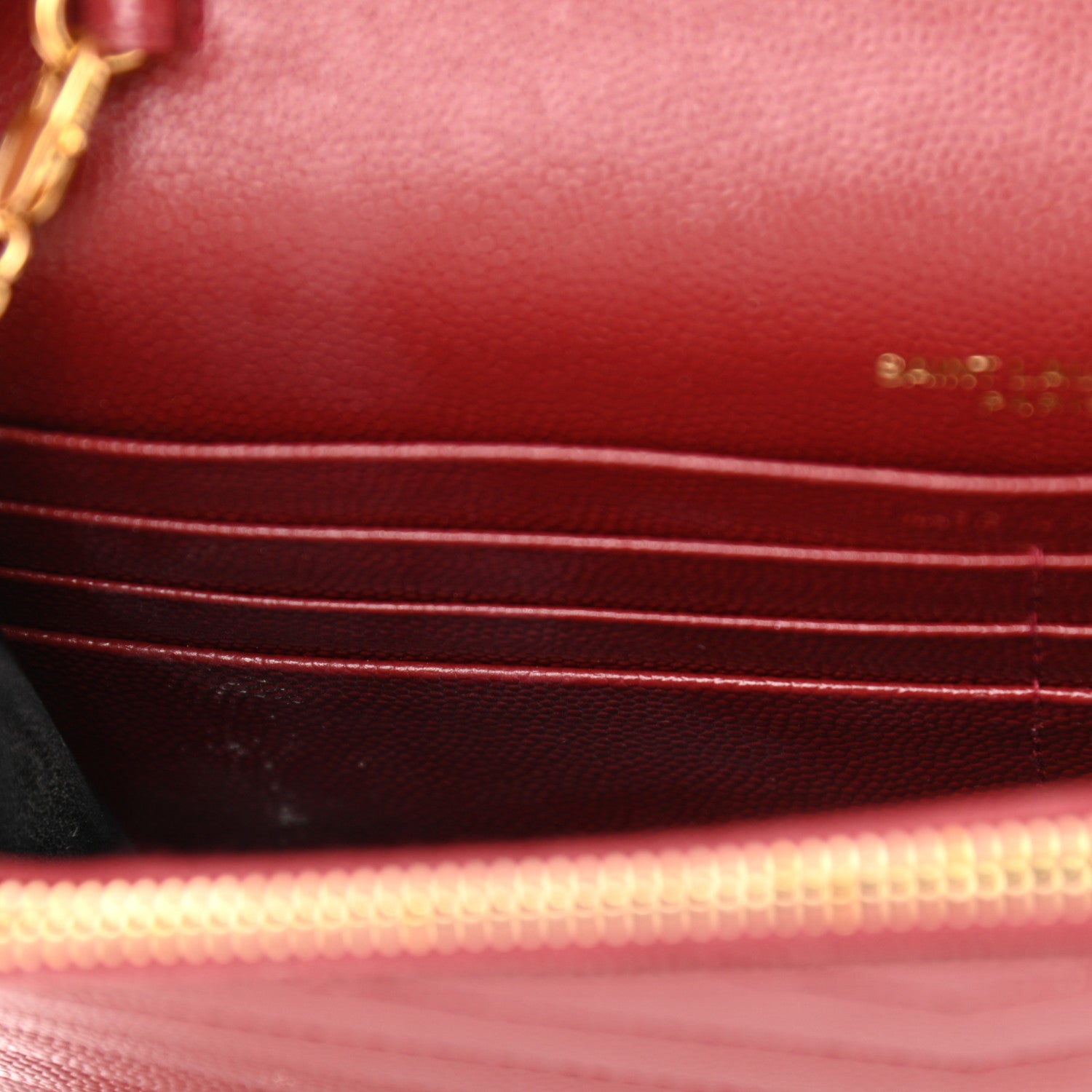 Saint Laurent Grain De Poudre Matelasse Chevron Monogram Envelope Chain Wallet Opyum Red 14 of 14