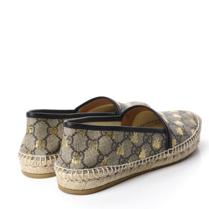 Gucci GG Supreme Monogram Bees Espadrille Flats 36.5 Beige Ebony Oro Black 4 of 11
