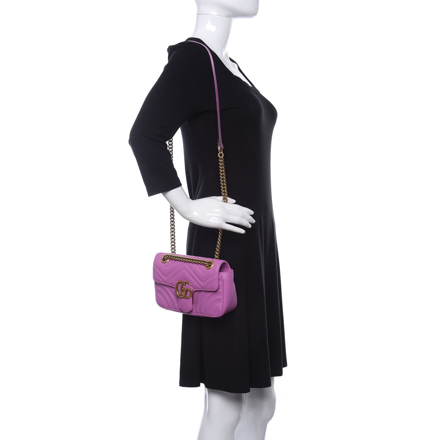 Gucci Calfskin Matelasse Mini GG Marmont Shoulder Bag Candy Mousse 2 of 10