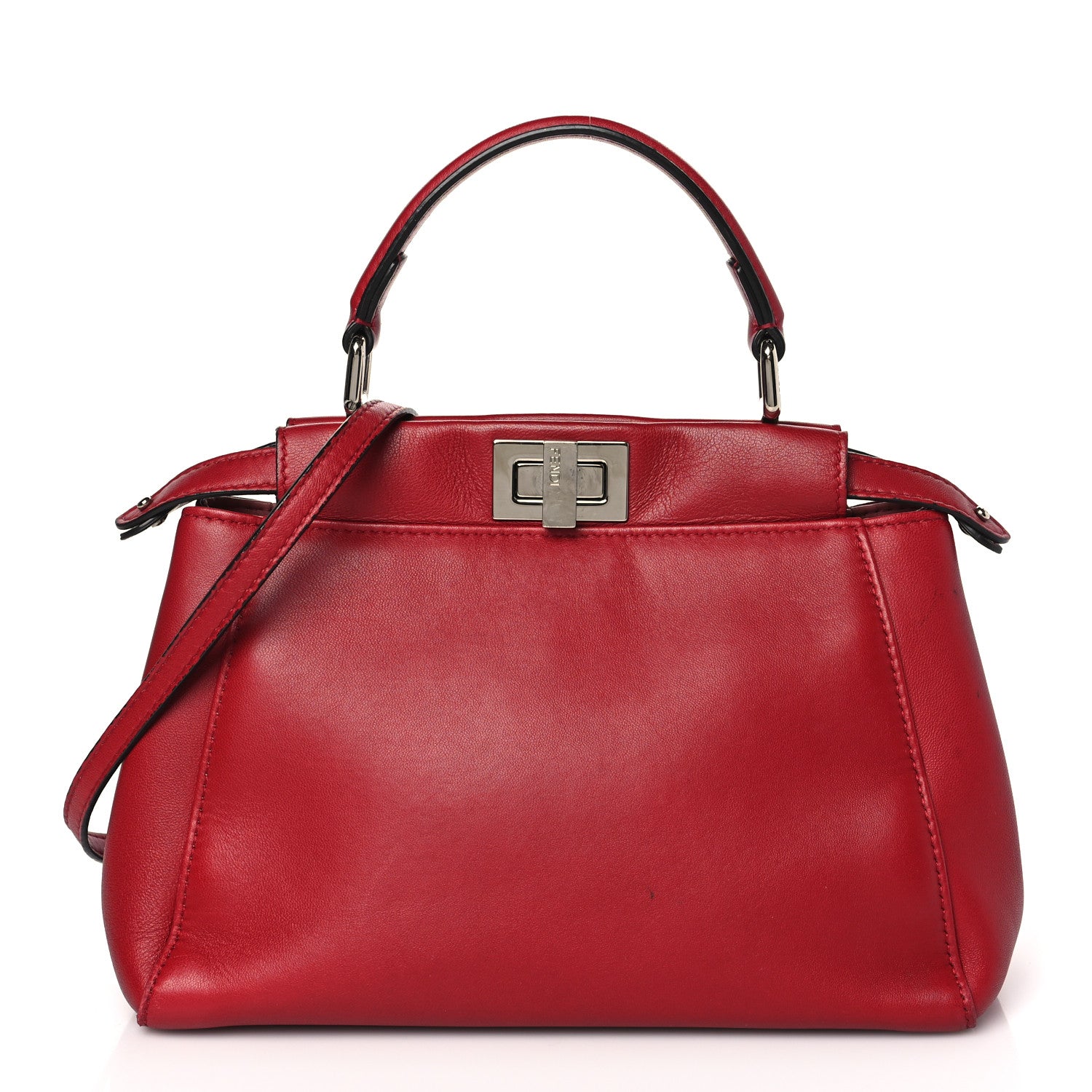 Fendi Nappa Elaphe Monster Eyes Mini Peekaboo Iconic Satchel Ruby Bois de Rose Natural 1 of 12