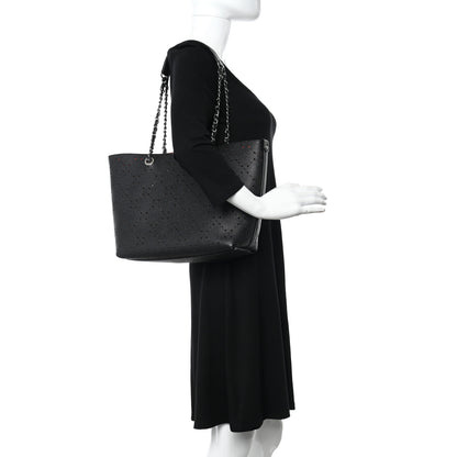 Chanel Perforated Grained Calfskin Small Shopping Tote Black 2 of 12