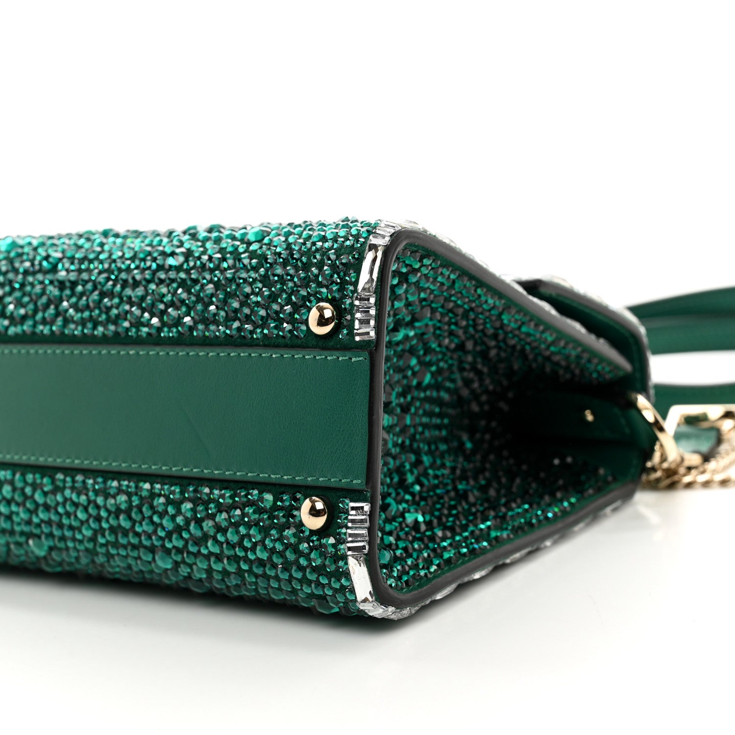 Valentino Garavani Crystal Embroidered Mini Vsling Top Handle Bag Emerald Jungle 8 of 9