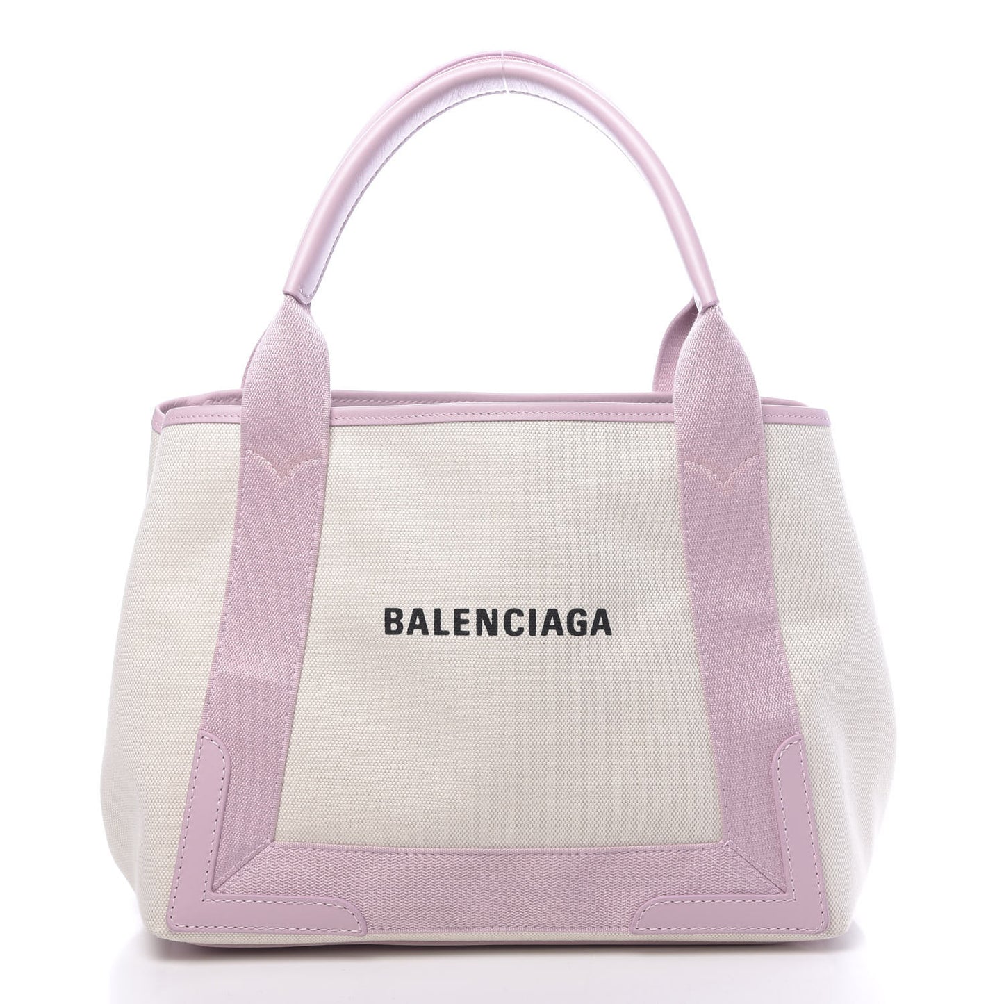 Cotton Canvas Satin Calfskin S Navy Cabas Natural Pink
