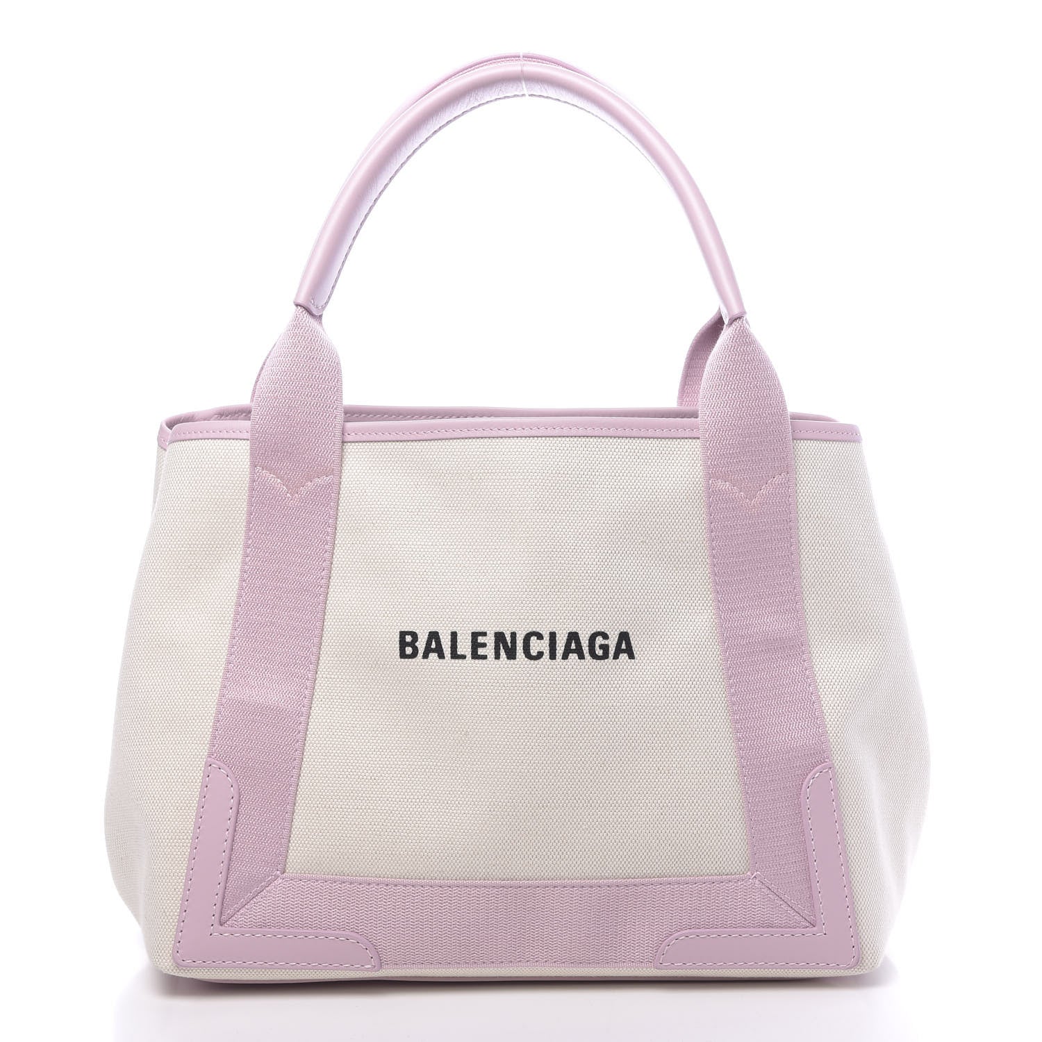 Balenciaga Cotton Canvas Satin Calfskin S Navy Cabas Natural Pink 3 of 11