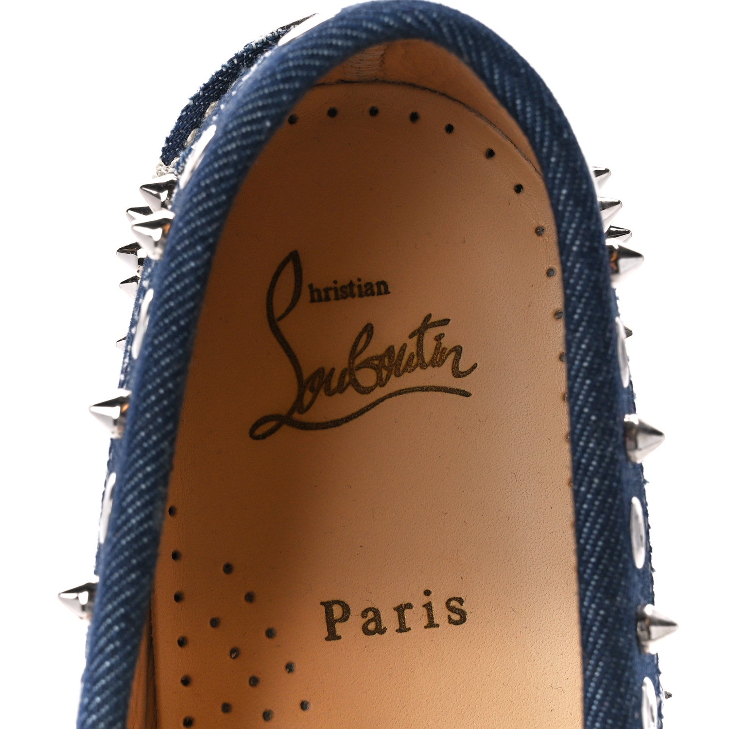 Christian Louboutin Denim Yacht Spikes Loafers 40 Blue 1361629