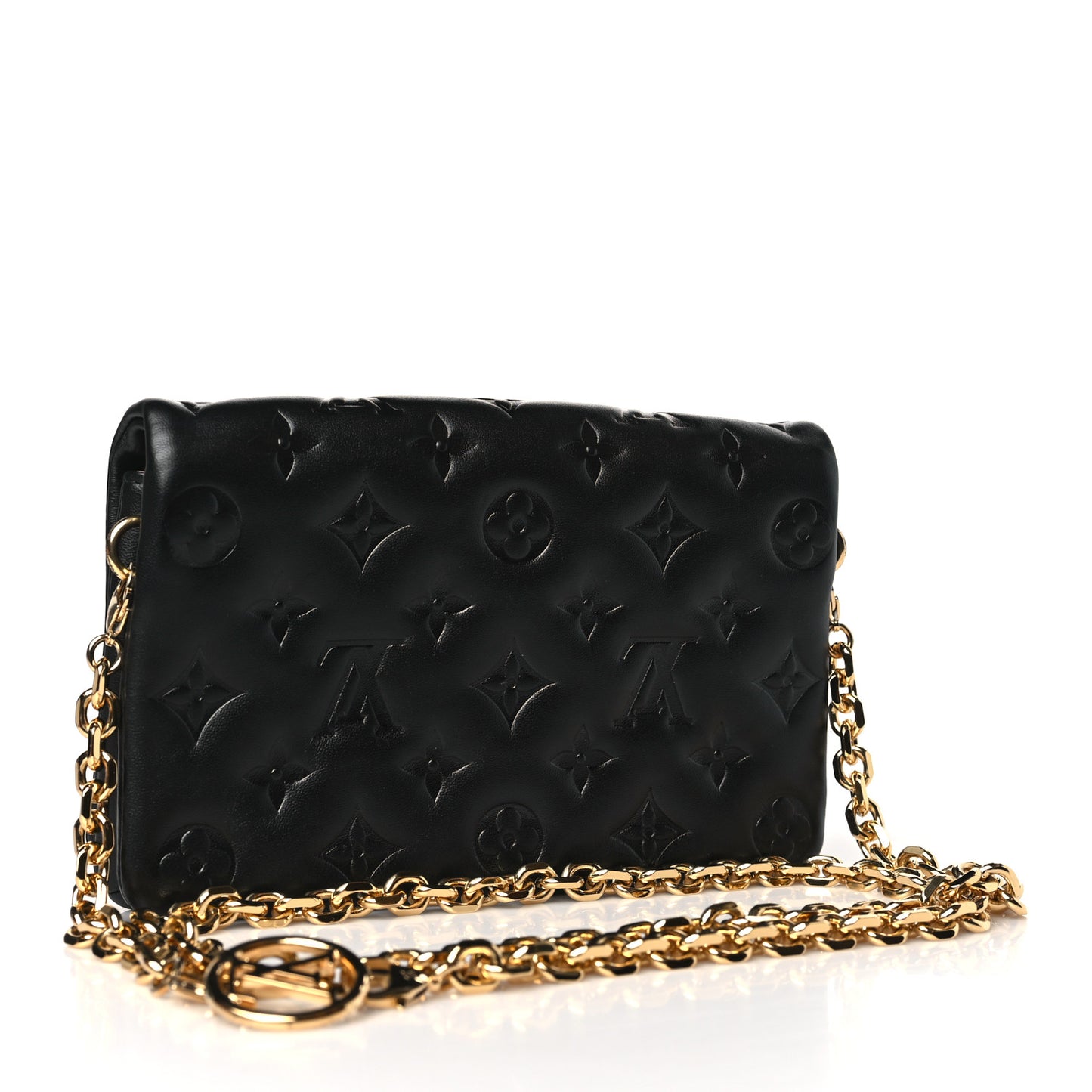 Lambskin Embossed Monogram Pochette Coussin Black