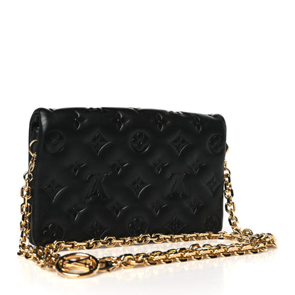 Louis Vuitton Lambskin Embossed Monogram Pochette Coussin Black 3 of 11