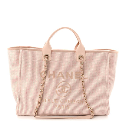 Chanel Mixed Fibers Calfskin Medium Deauville Tote Beige 1 of 10