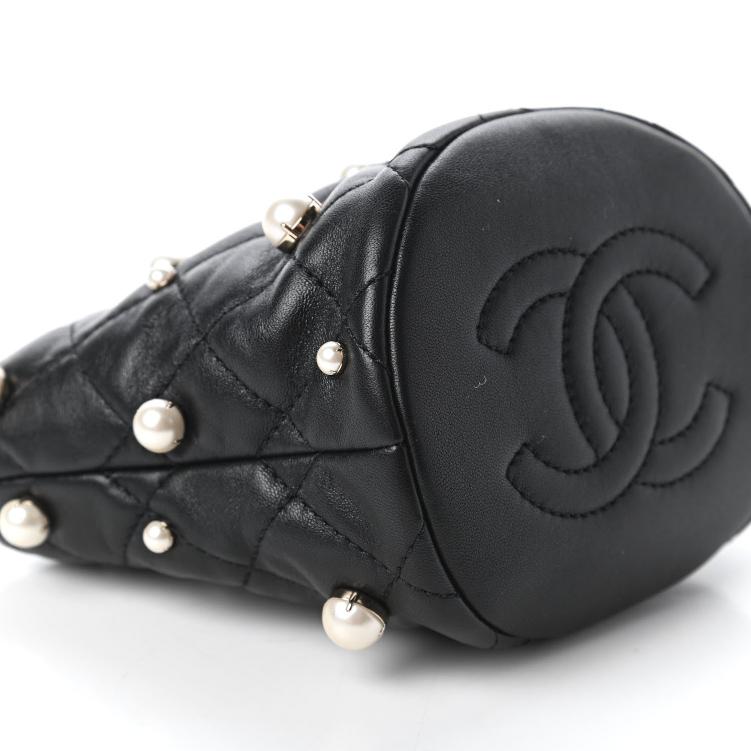 Chanel Lambskin Quilted Pearl Mini About Pearls Drawstring Bag Black 6 of 11