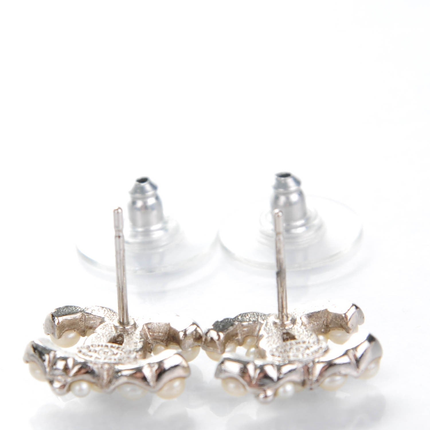 Chanel Pearl CC Earrings Silver 3 of 5