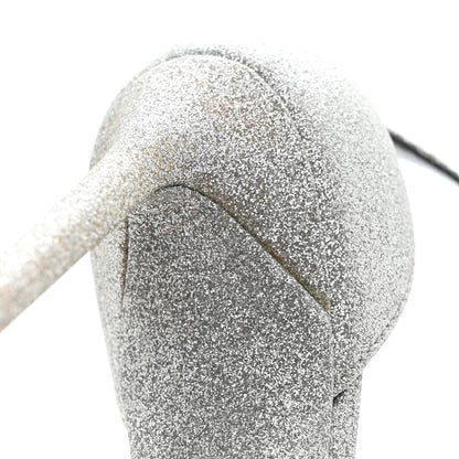 Saint Laurent Glitter Amber 105 Ankle Strap Sandals 37.5 Silver 11 of 13