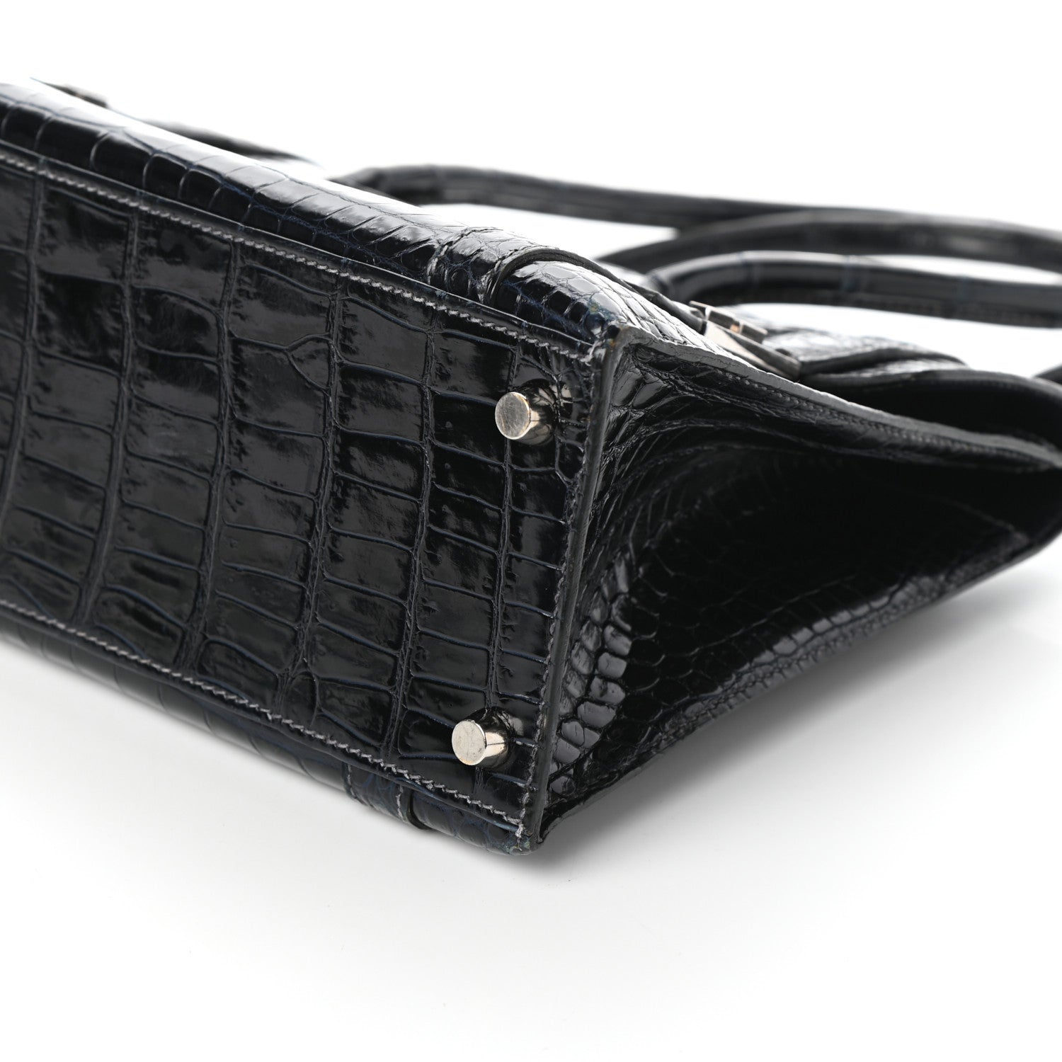 Hermes Shiny Porosus Crocodile Drag 26 Bleu Marine 10 of 10