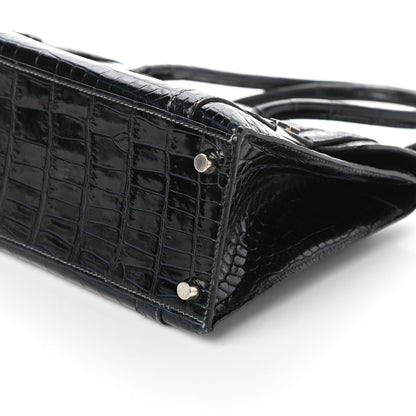 Hermes Shiny Porosus Crocodile Drag 26 Bleu Marine 10 of 10