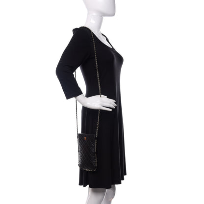Chanel Lambskin Quilted Chain Around Phone Holder Black 2 of 10